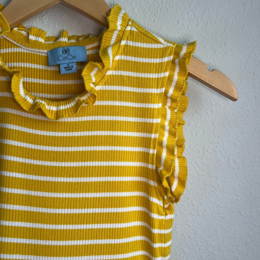 CeCe Striped Ruffle Sweater Tank - Picture 4 of 8